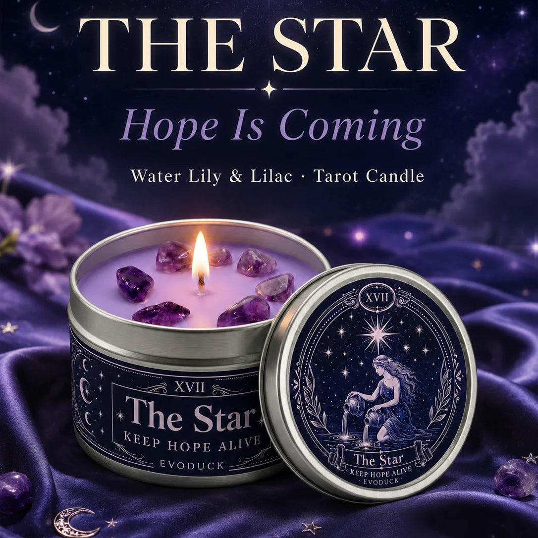 The Star Tarot Candle – Water Lily Lilac Scented Amethyst Candle