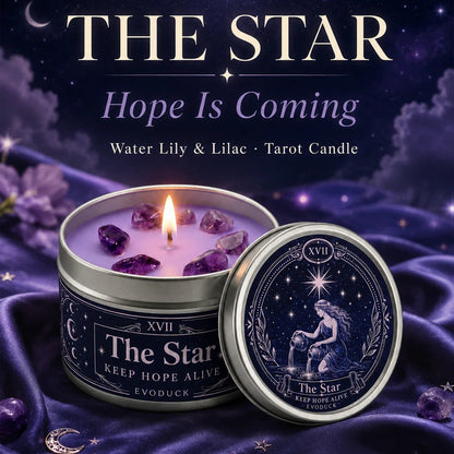 The Star Tarot Candle – Water Lily Lilac Scented Amethyst Candle