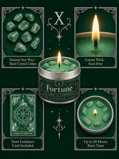 Wheel of Fortune Tarot Candle – Scented Crystal Witchy Altar Candle