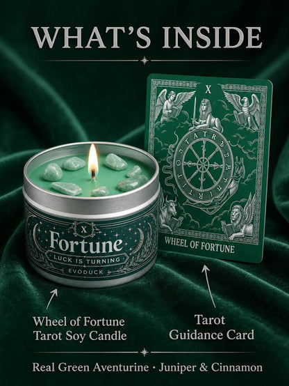 Wheel of Fortune Tarot Candle – Scented Crystal Witchy Altar Candle