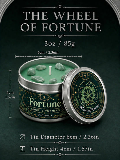 Wheel of Fortune Tarot Candle – Scented Crystal Witchy Altar Candle