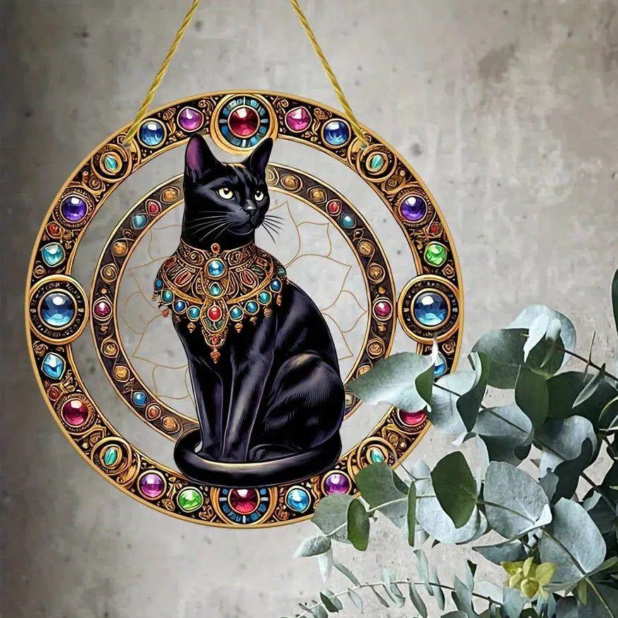 Egyptian Cat Suncatcher Charming Black Cat Window Hanging-MoonChildWorld