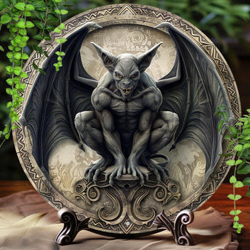 Elegant Dark Gargoyle Metal Sign Gargoyle Wall Sign Gothic Metal Sign-MoonChildWorld