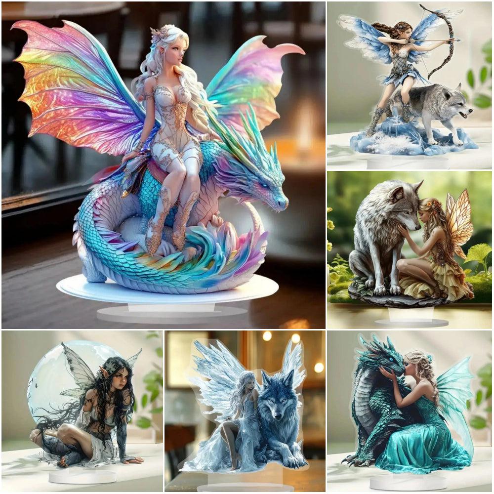 Fairy Elf 2D Flat Acrylic Table Ornament Elves Desk Ornament Pagan Home Decor-MoonChildWorld