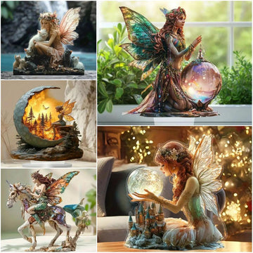 Fairy Elf 2D Flat Acrylic Table Ornament Elves Desk Ornament Pagan Home Decor-MoonChildWorld