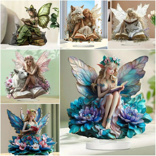 Bohamian Fairy Elf 2D Flat Acrylic Table Ornament Mystic Elves Desk Ornament Pagan Home Decor