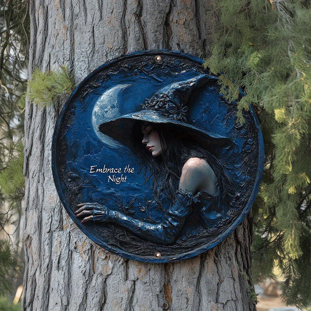 Embrace the Night Witch Wall Decor Halloween Metal Sign-MoonChildWorld