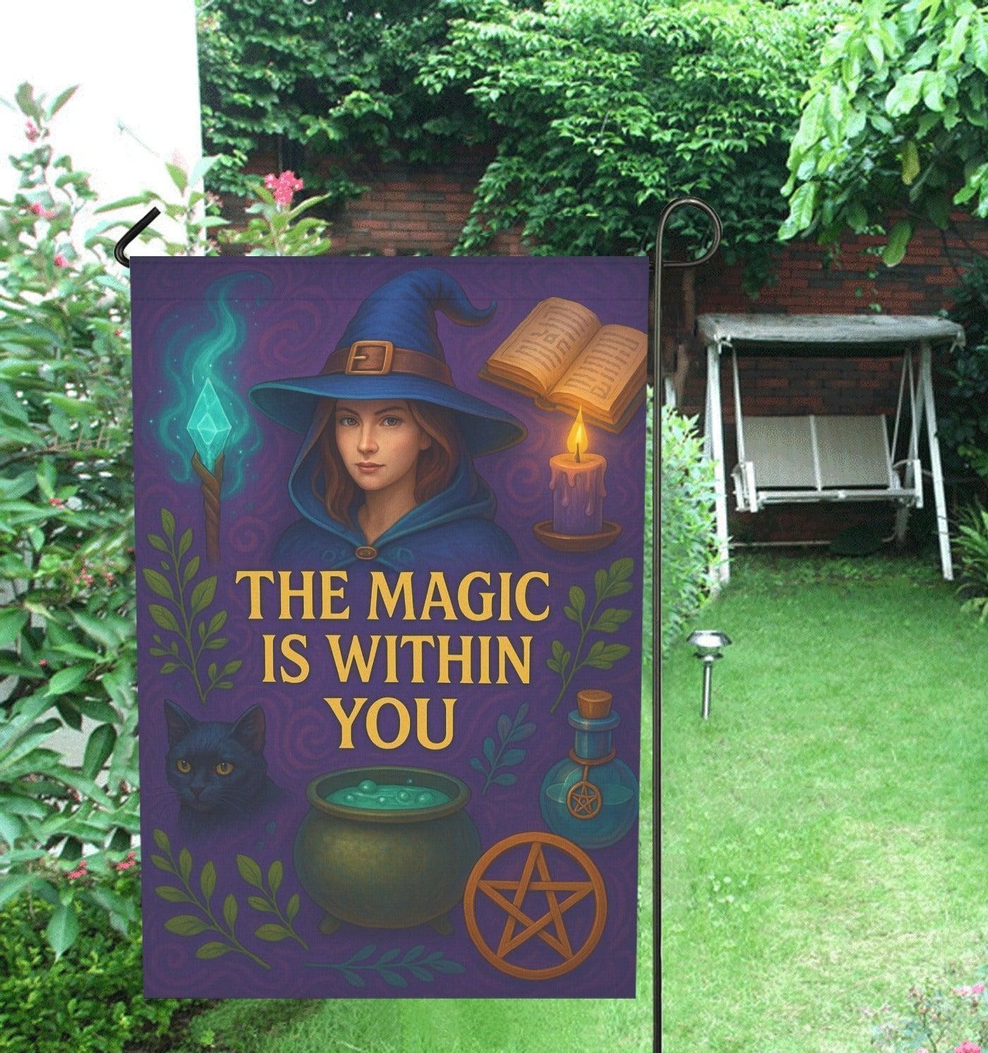 Enchanted Realm Witch Garden Flag and House Flag for Halloween Decor-MoonChildWorld