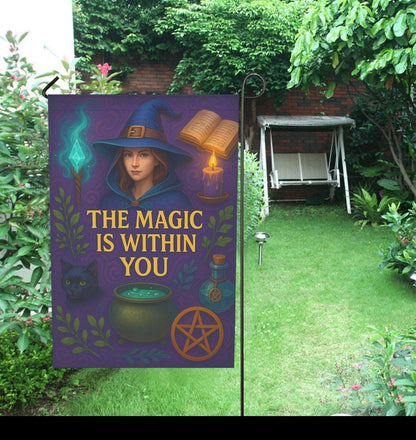 Enchanted Realm Witch Garden Flag and House Flag for Halloween Decor-MoonChildWorld