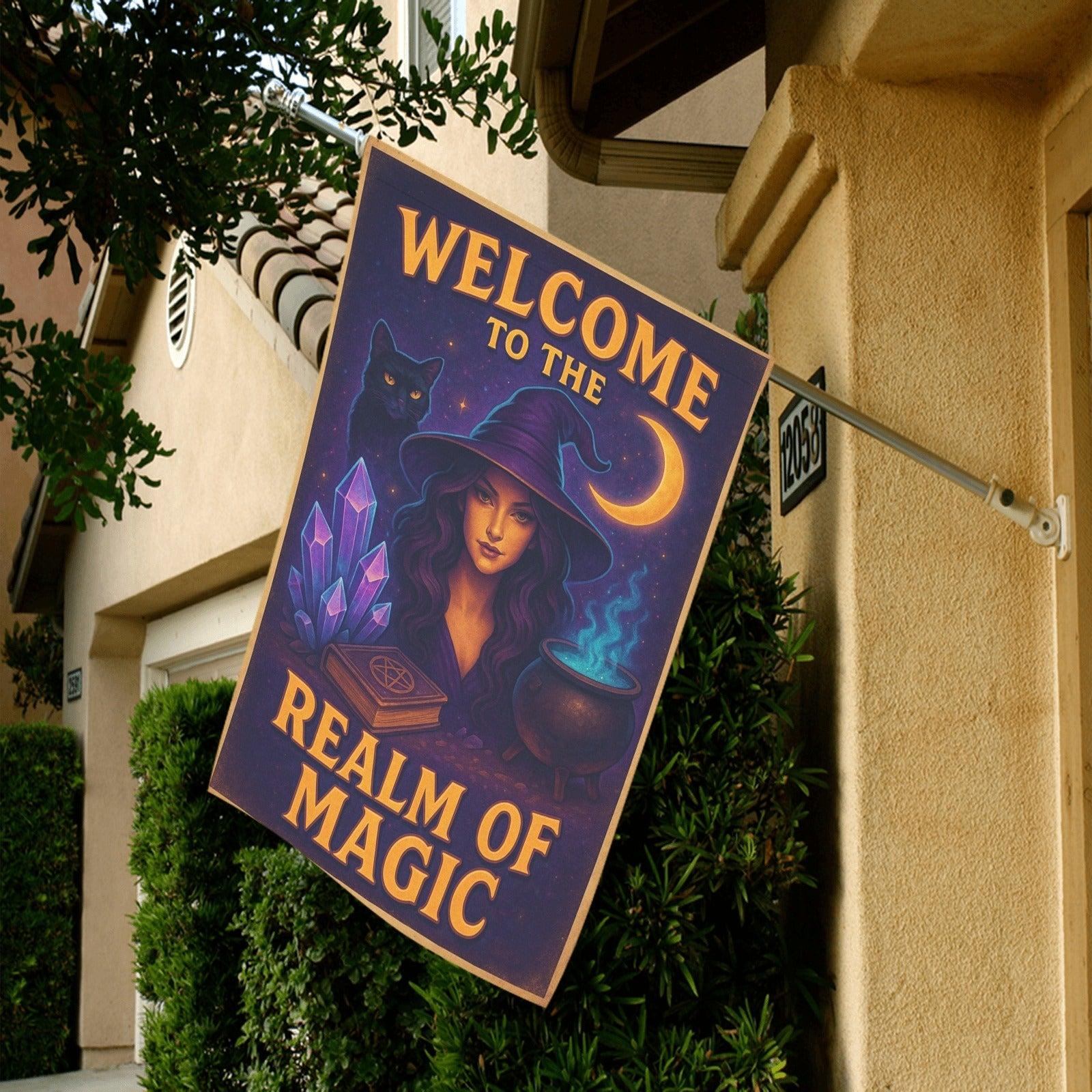 Enchanted Realm Witch Garden Flag and House Flag for Halloween Decor-MoonChildWorld