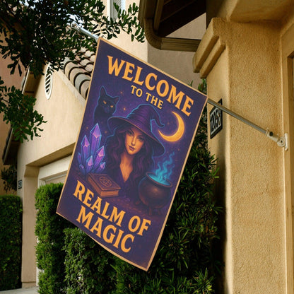Enchanted Realm Witch Garden Flag and House Flag for Halloween Decor-MoonChildWorld