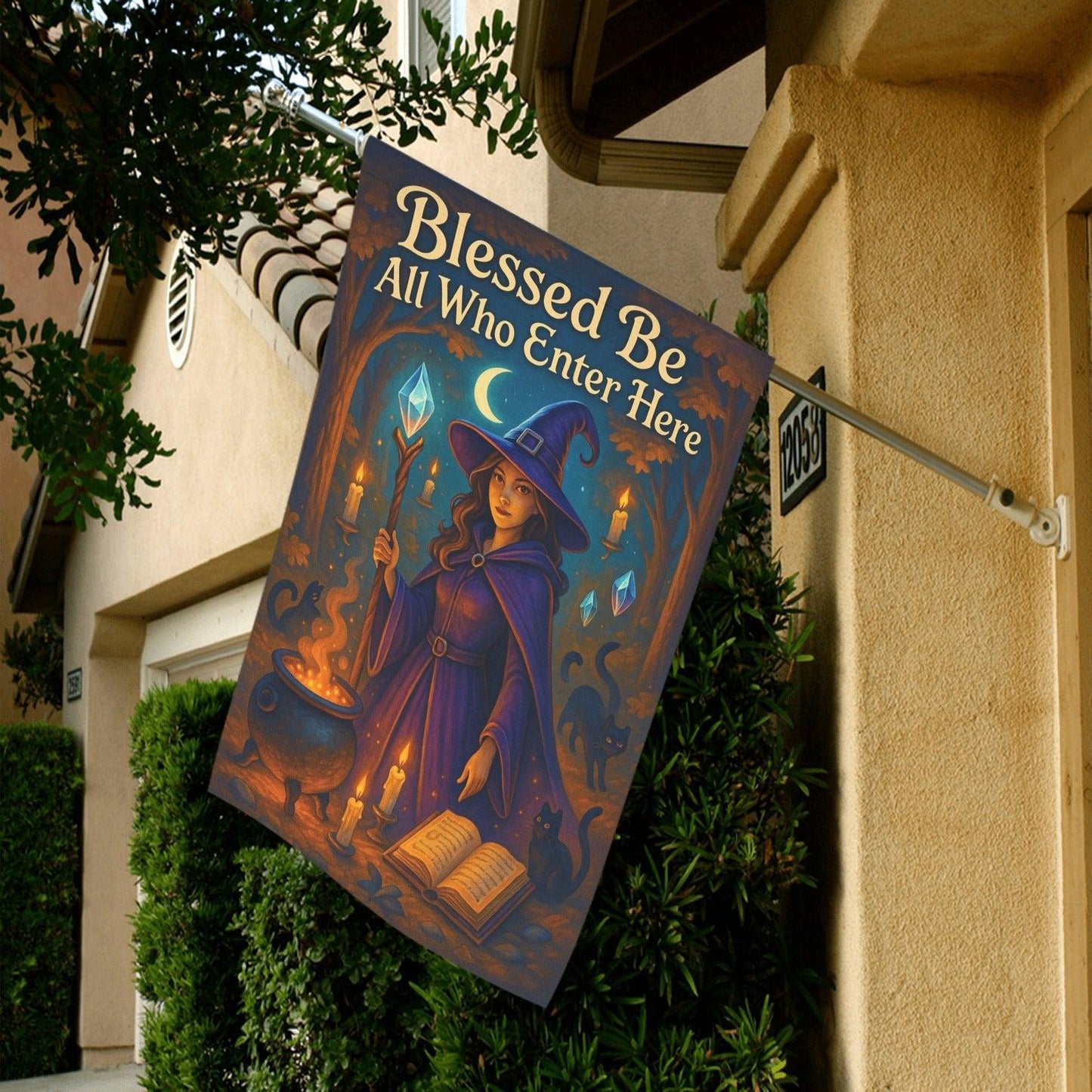 Enchanted Twilight Witchcraft Garden Flag & Wicca House Flag - Halloween Outdoor Decor-MoonChildWorld