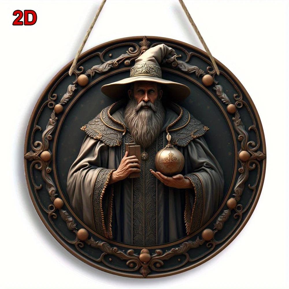 Enchanting Witch and Raven Gothic Metal Sign Halloween Decor-MoonChildWorld