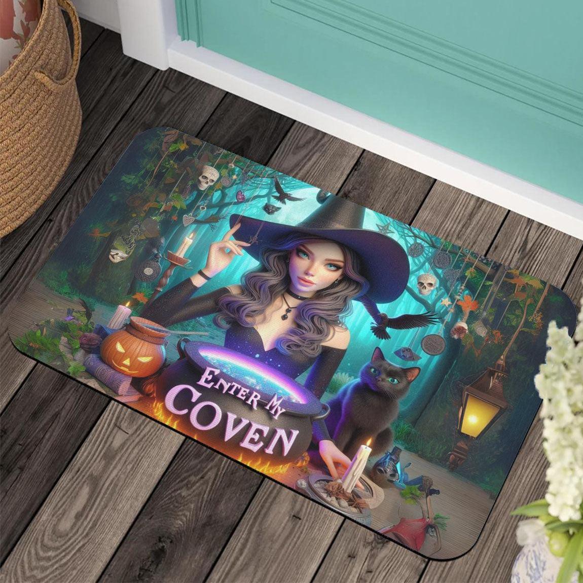Enter my coven Gothic Witch Doormat Spooky Halloween Doormat-MoonChildWorld