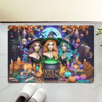Enter my coven Gothic Witches Doormat Spooky Halloween Doormat-MoonChildWorld