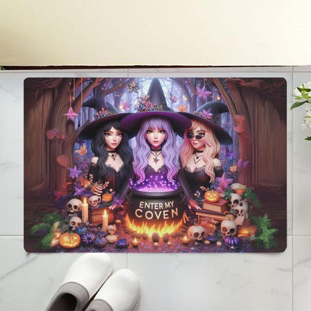 Enter my coven Gothic Witches Doormat Spooky Halloween Doormat-MoonChildWorld