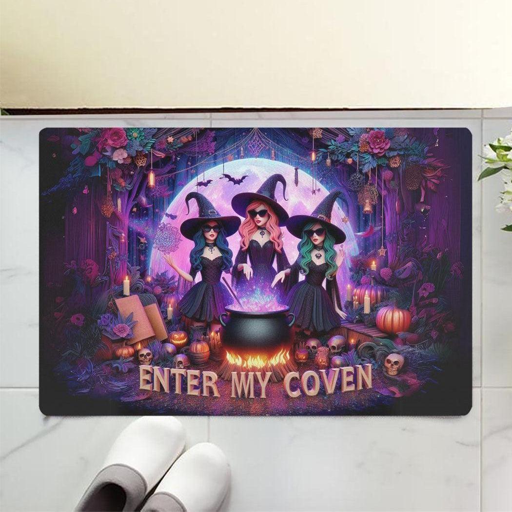 Enter my coven Gothic Witches Doormat Spooky Halloween Doormat-MoonChildWorld