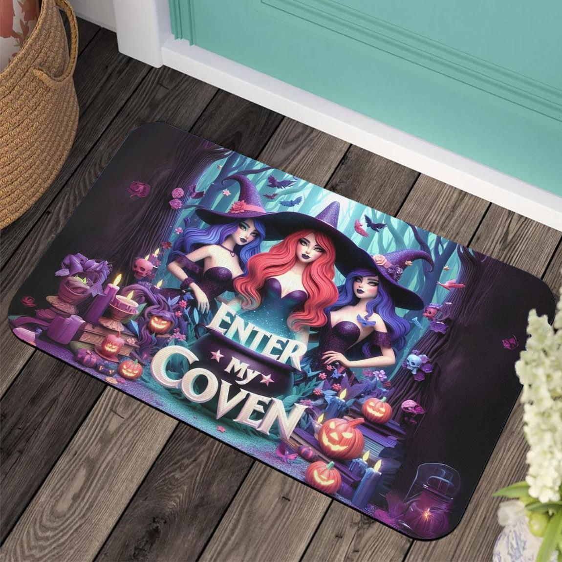 Enter my coven Gothic Witches Doormat Spooky Halloween Doormat-MoonChildWorld