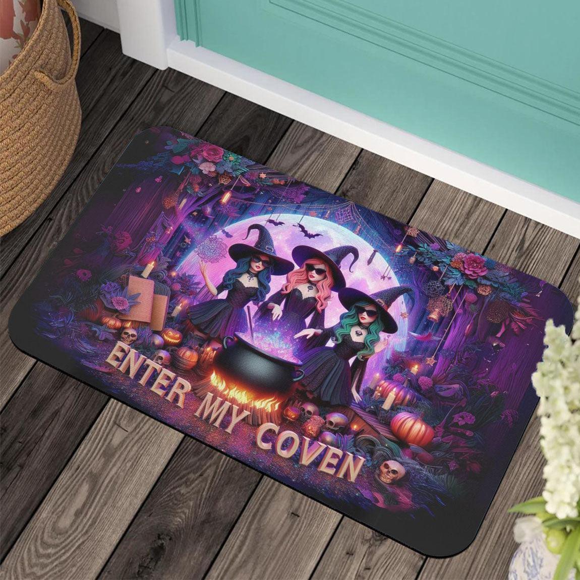 Enter my coven Gothic Witches Doormat Spooky Halloween Doormat-MoonChildWorld