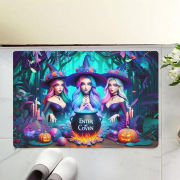 Enter my coven Gothic Witches Doormat Spooky Halloween Doormat-MoonChildWorld