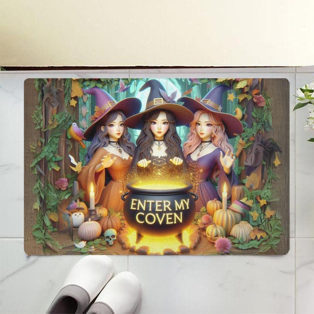Enter my coven Witches Doormat Spooky Doormat for Halloween-MoonChildWorld