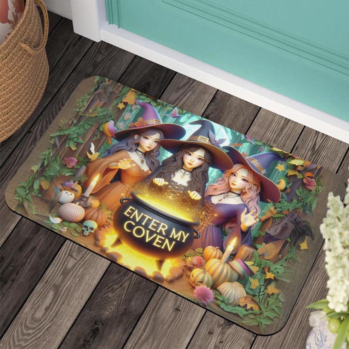 Enter my coven Witches Doormat Spooky Doormat for Halloween-MoonChildWorld