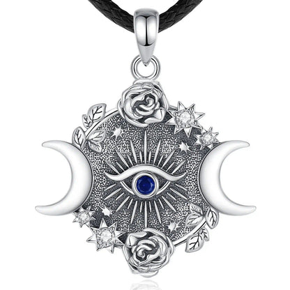 Eye Of Horus Triple Moon Goddess Necklace Wiccan Jewelry-MoonChildWorld