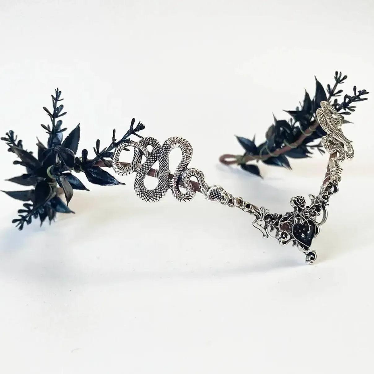 Fantasy Snake Crown Gothic Dark Elf Headpiece - Medieval Witch Crown for Renaissance Faire & Pagan Hair Jewelry-MoonChildWorld