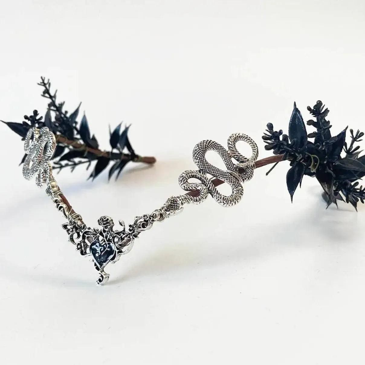 Fantasy Snake Crown Gothic Dark Elf Headpiece - Medieval Witch Crown for Renaissance Faire & Pagan Hair Jewelry-MoonChildWorld