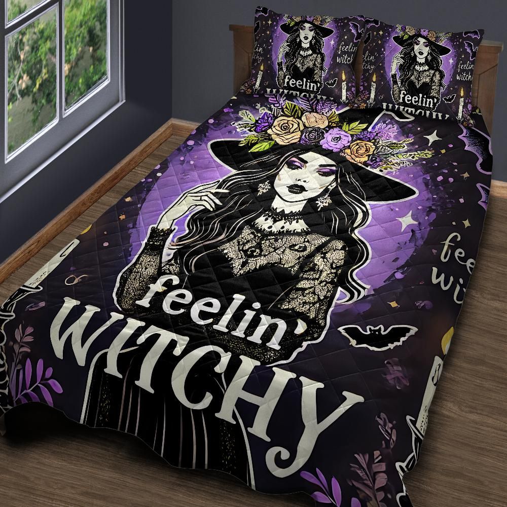 Feeling Witchy Gothic Quilt Bedding Set for Mystic Home Decor-MoonChildWorld