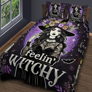 Feeling Witchy Gothic Quilt Bedding Set for Mystic Home Decor-MoonChildWorld