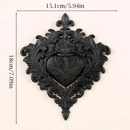 Small flaming sacred heart gothic wall decor detail – retro Victorian Pagan witchy interior