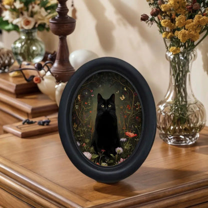 Floral Black Cat Picture Frame Wall Decoration – styled on wall