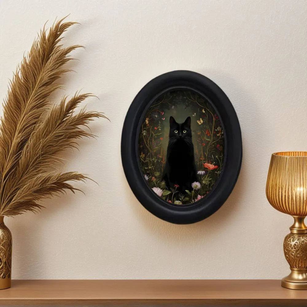 Floral Black Cat Picture Frame Wall Decoration – size and scale reference