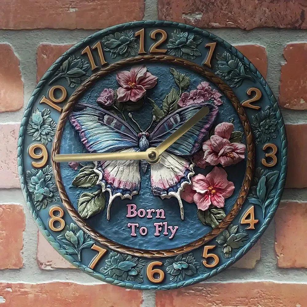 Floral Butterfly Wall Clock - Spirit Butterfly Clock Mystic Home Decor-MoonChildWorld