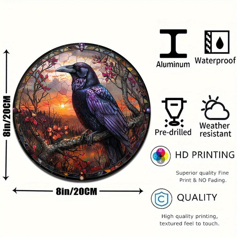 Floral Dark Crow Metal Sign Witchy Raven Gothic Decor-MoonChildWorld