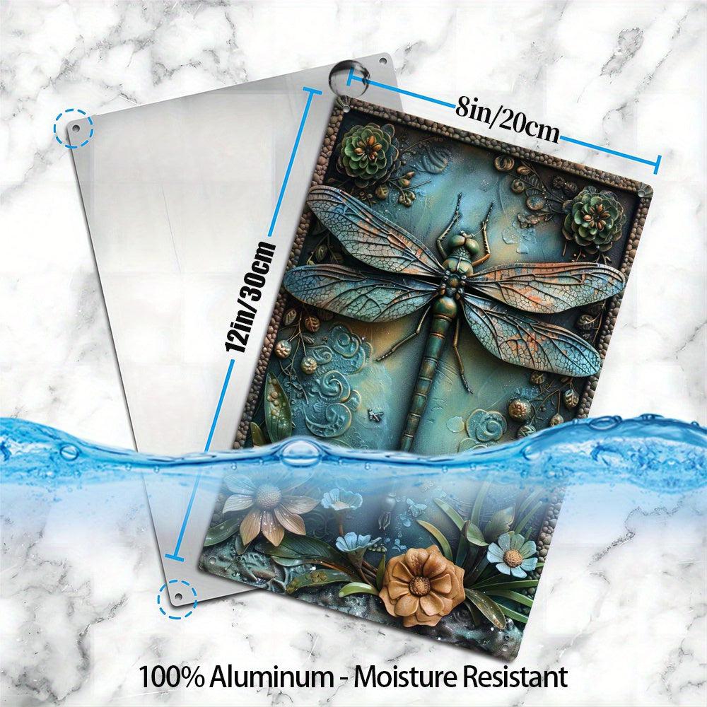 Floral Dragonfly Wall Decor Dragonfly Metal Sign Insect Home Decor-MoonChildWorld