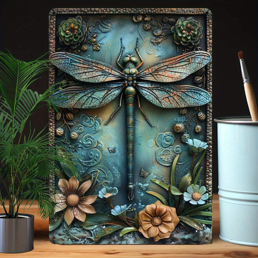 Floral Dragonfly Wall Decor Dragonfly Metal Sign Insect Home Decor-MoonChildWorld