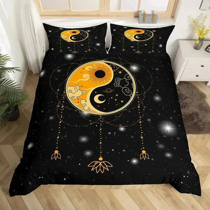 Floral Moon Phases Duvet Cover Set Witchy Bedding Set Wiccan Home Decor-MoonChildWorld