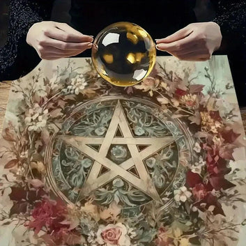 Floral Pentagram Pagan Altar Cloth Witchcraft Tarot Tablecloth for Divination Wicca Decor-MoonChildWorld