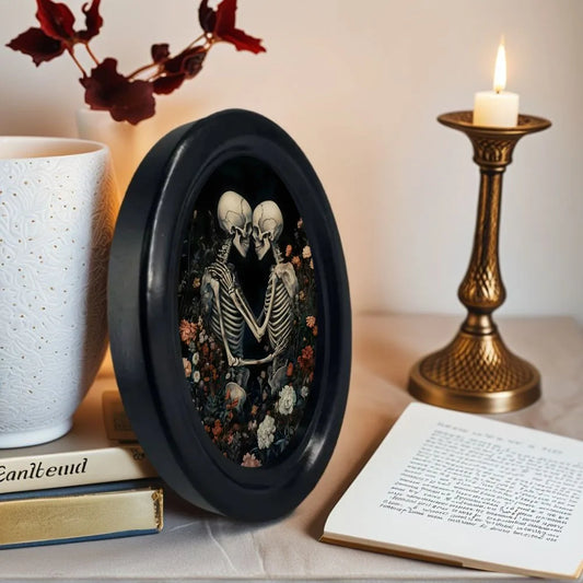 Floral Skeleton Couple Photo Frame Wall Decoration – back view