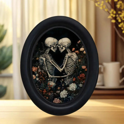 Floral Skeleton Couple Photo Frame Wall Decoration – front view