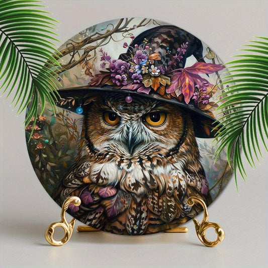 Vintage Magician Owl Metal Sign Witchy Owl Whimsical Wall Art-MoonChildWorld