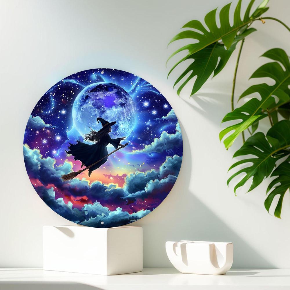 Flying Witch Metal Sign Mystic Home Decor-MoonChildWorld