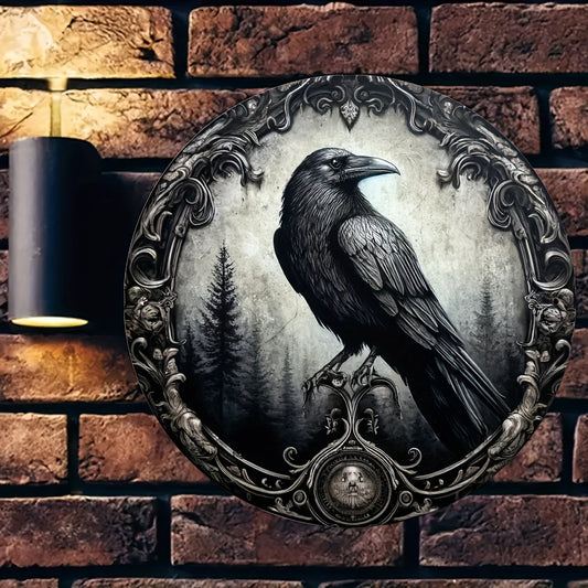Gothic Crow Metal Sign Black Raven Metal Sign-MoonChildWorld