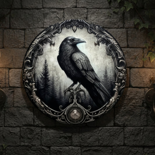 Gothic Crow Metal Sign Black Raven Metal Sign-MoonChildWorld