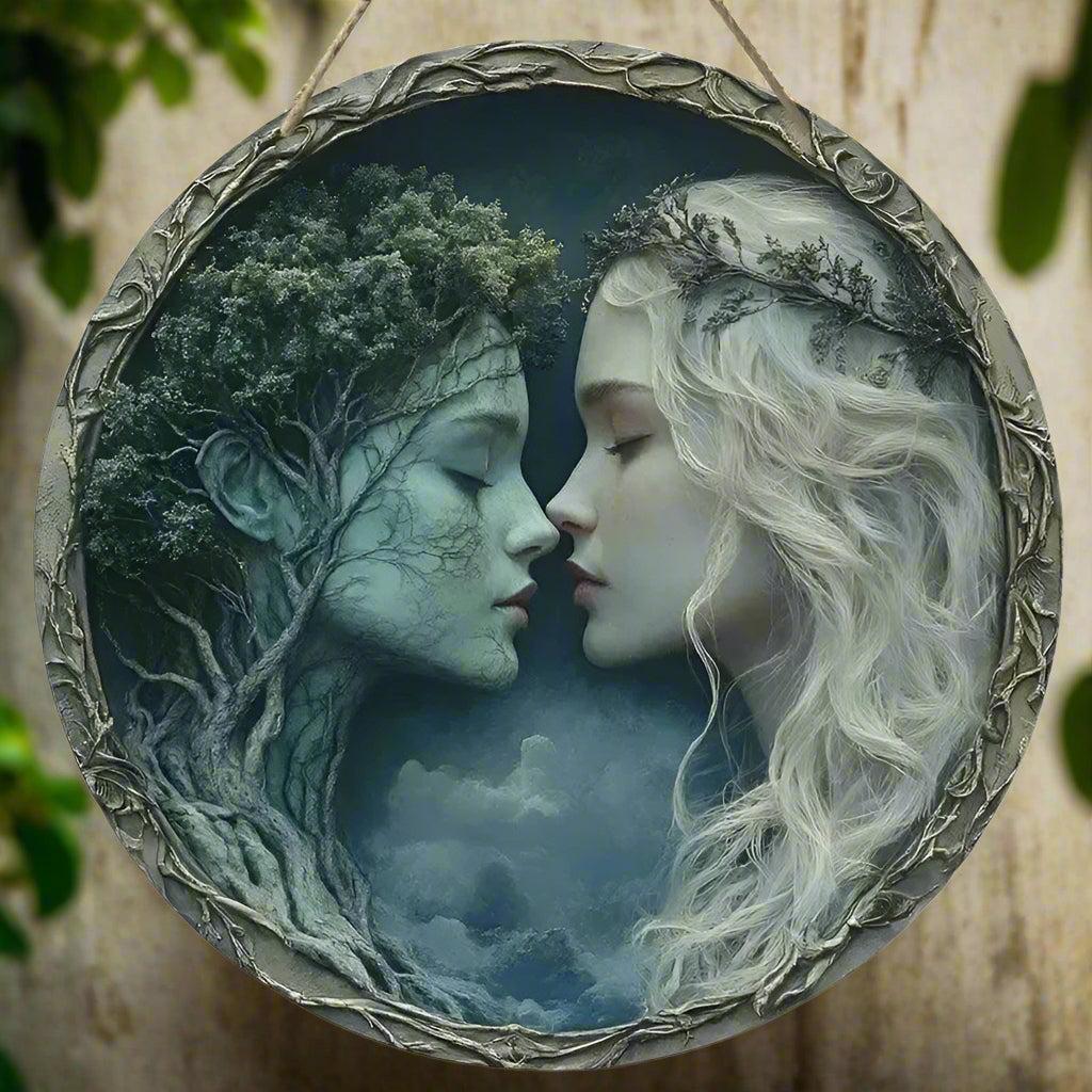 Forest Goddess Wooden Sign - Mother Goddess of Forest Hanging Sign Pagan Wall Decor-MoonChildWorld