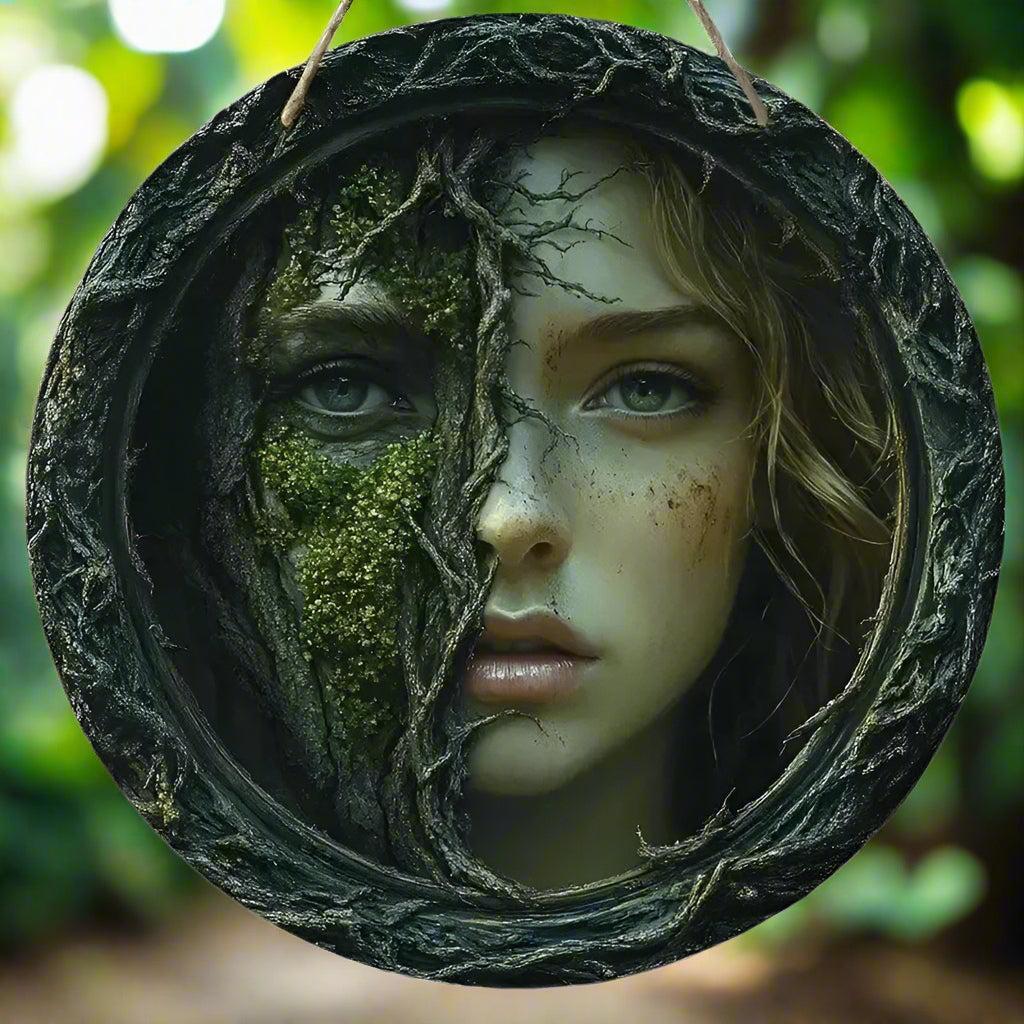 Forest Goddess Wooden Sign - Mother Goddess of Forest Hanging Sign Pagan Wall Decor-MoonChildWorld