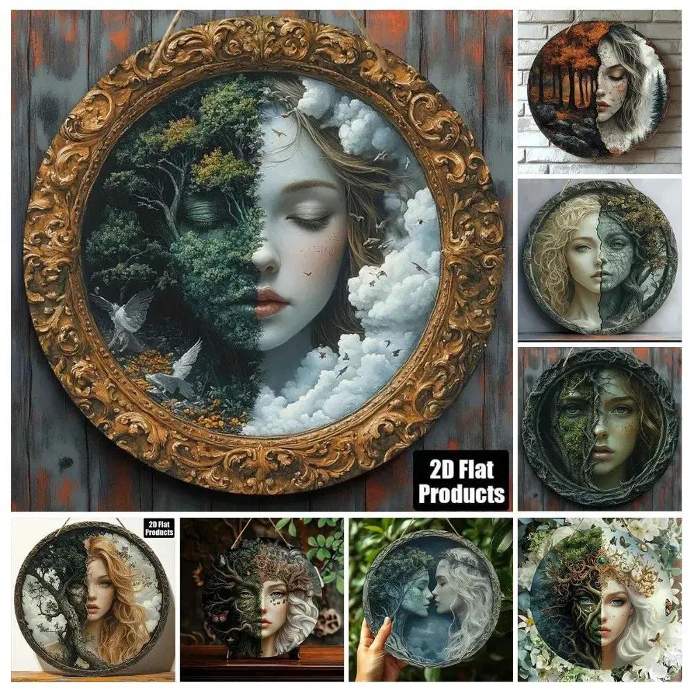 Forest Goddess Wooden Sign - Mother Goddess of Forest Hanging Sign Pagan Wall Decor-MoonChildWorld