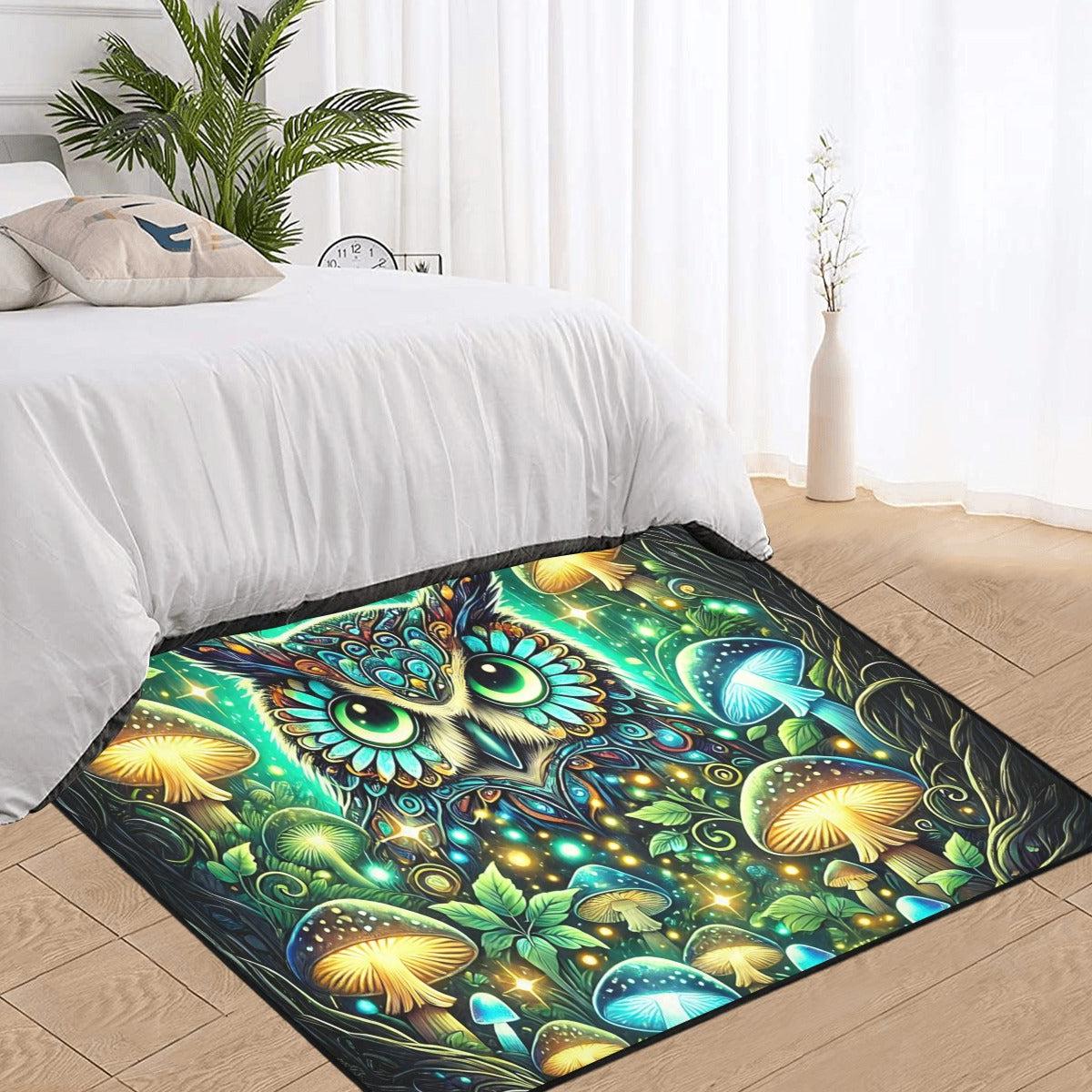 Forest Mushroom and Spirit Owl Area Rug Witchy Owl Carpet-MoonChildWorld